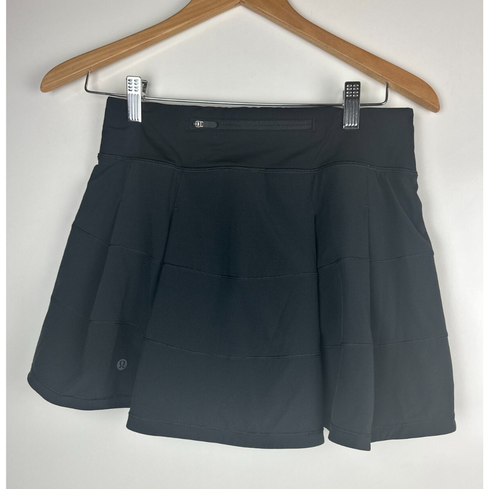 Lululemon Pace Rival Skirt + Shorts Skort 4-way Stretch Pocket Black Size 4 - Picture 2 of 12